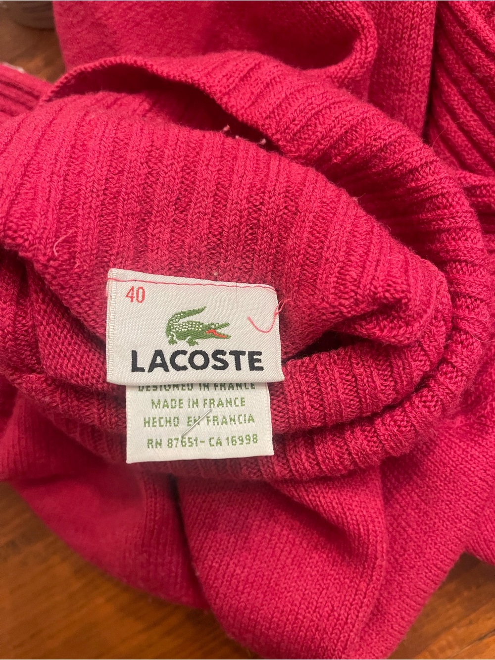 Lacoste Women's Raspberry Ribbed Turtleneck Sweater - Picture 3 of 4